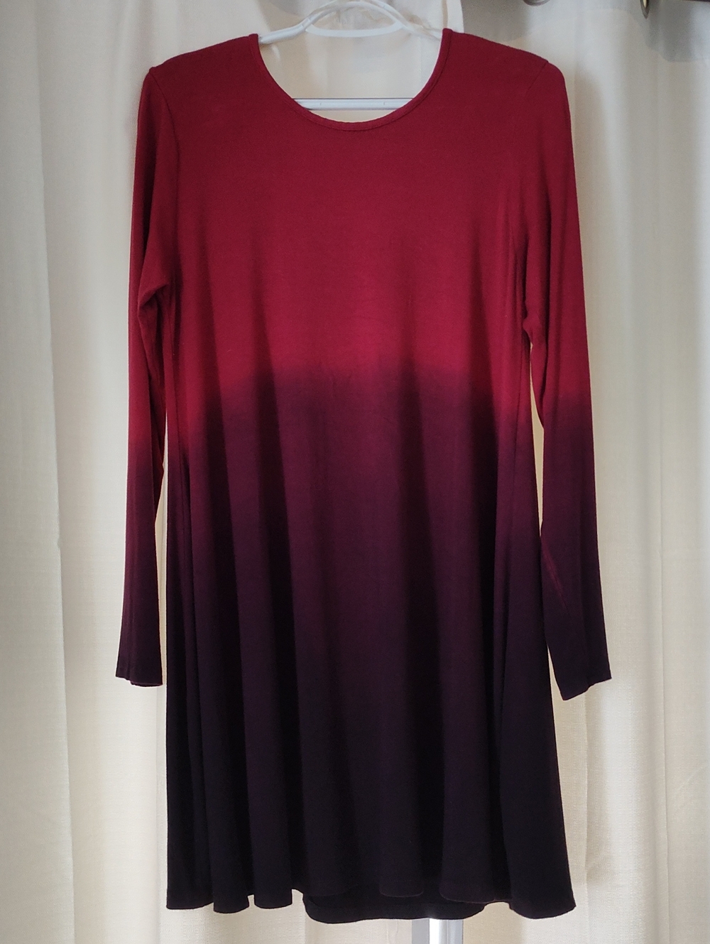 Long Sleeve Ombre Red to Black Women’s Dress